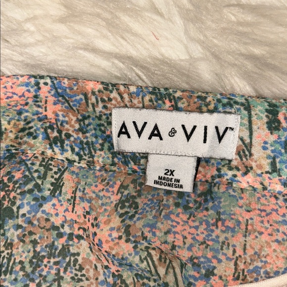 Ava & Viv Multicolor Button-Front Dress Pink Green Plus size 2x - Picture 8 of 9